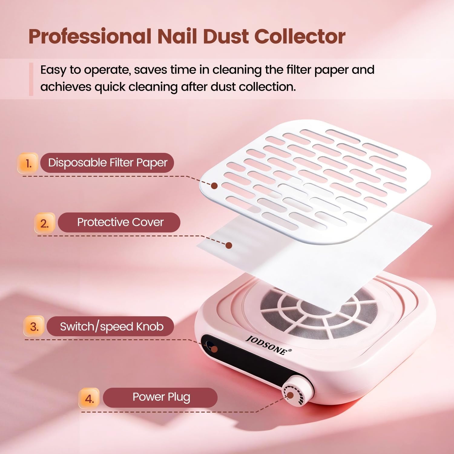 image:imageJODSONE 6000RPM Mini Nail Dust Collector PocketSized Powerful Suction Portable Nail Salon with 30 Filters GreenNdc03