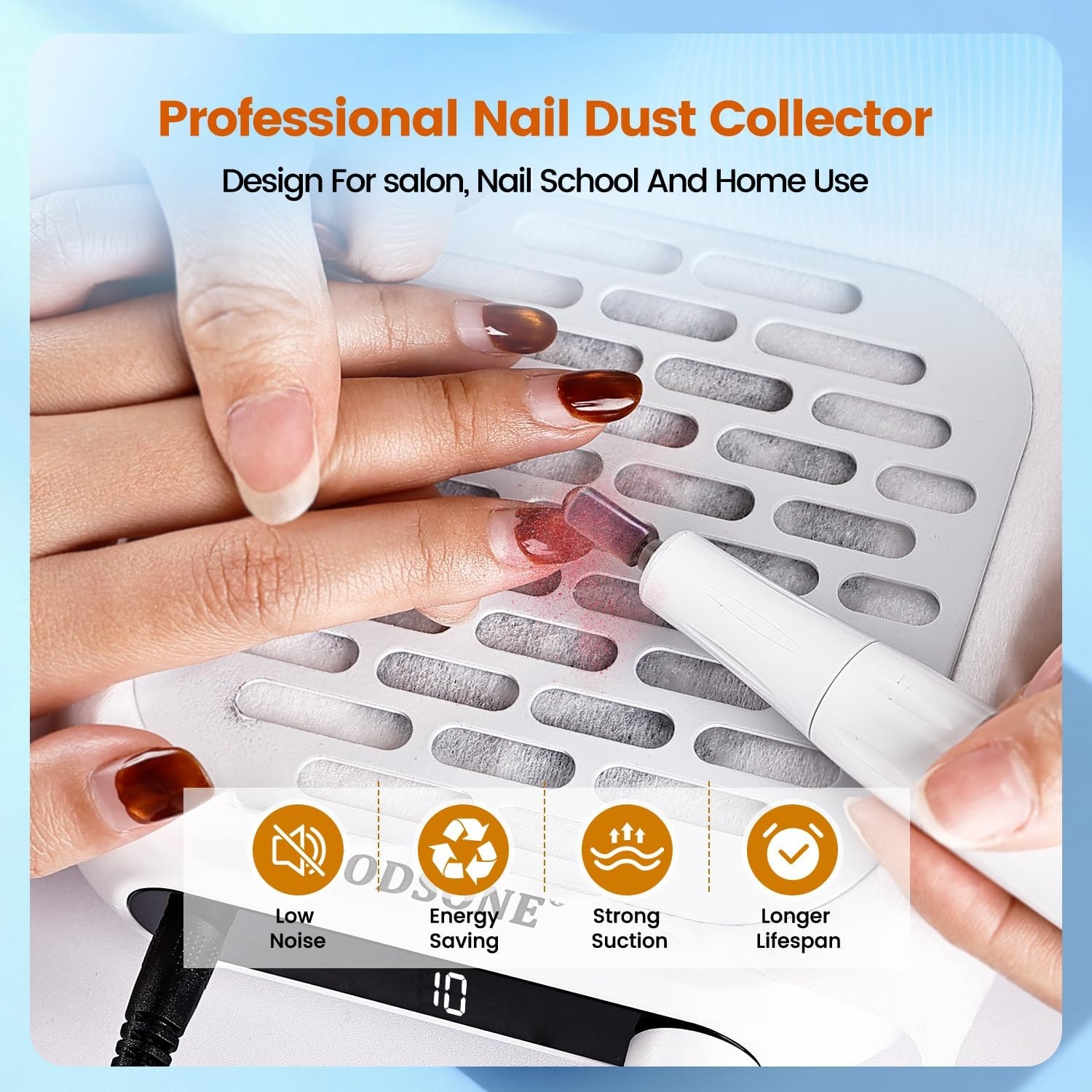 image:imageJODSONE 6000RPM Mini Nail Dust Collector PocketSized Powerful Suction Portable Nail Salon with 30 Filters GreenNdc04