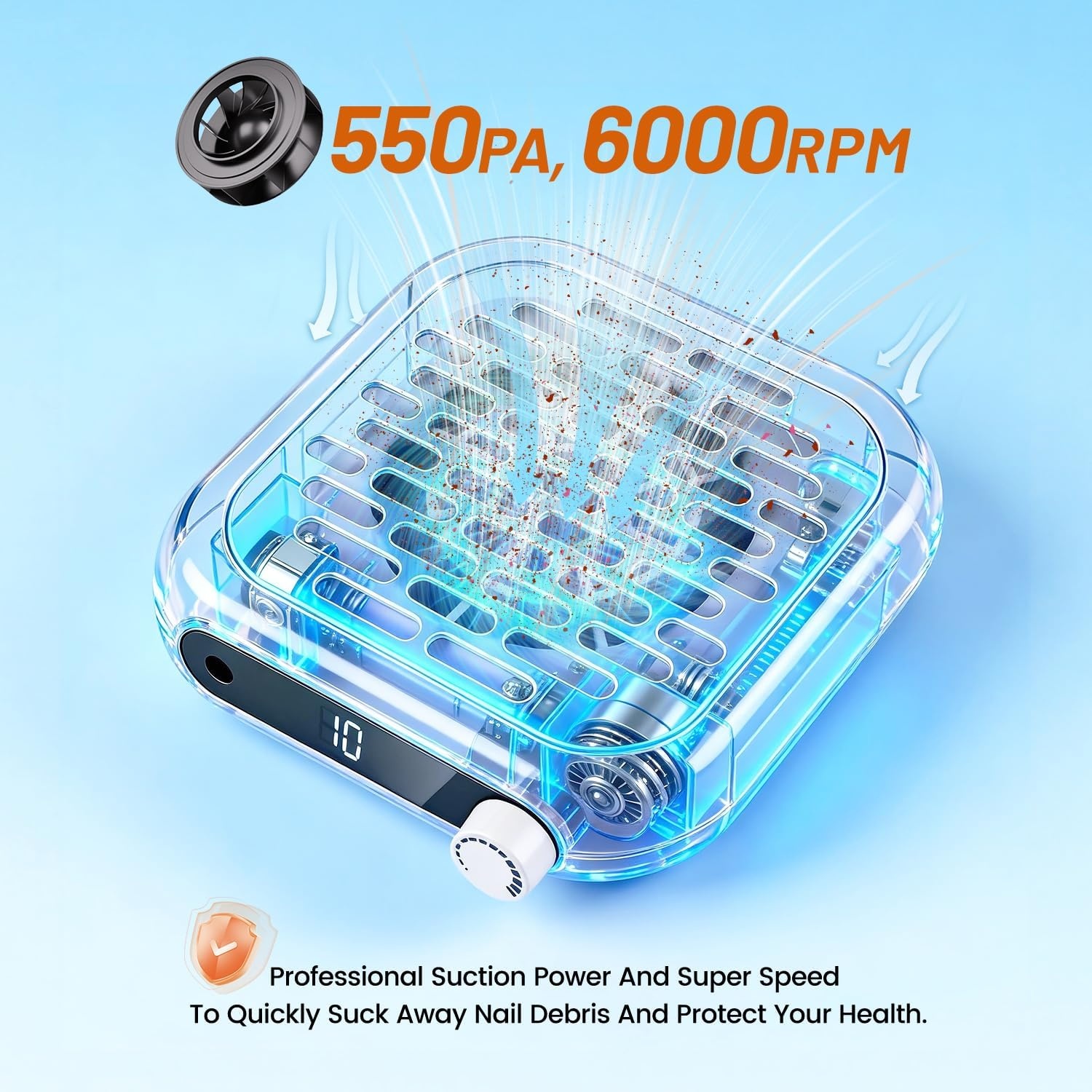 image:imageJODSONE 6000RPM Mini Nail Dust Collector PocketSized Powerful Suction Portable Nail Salon with 30 Filters GreenNdc04