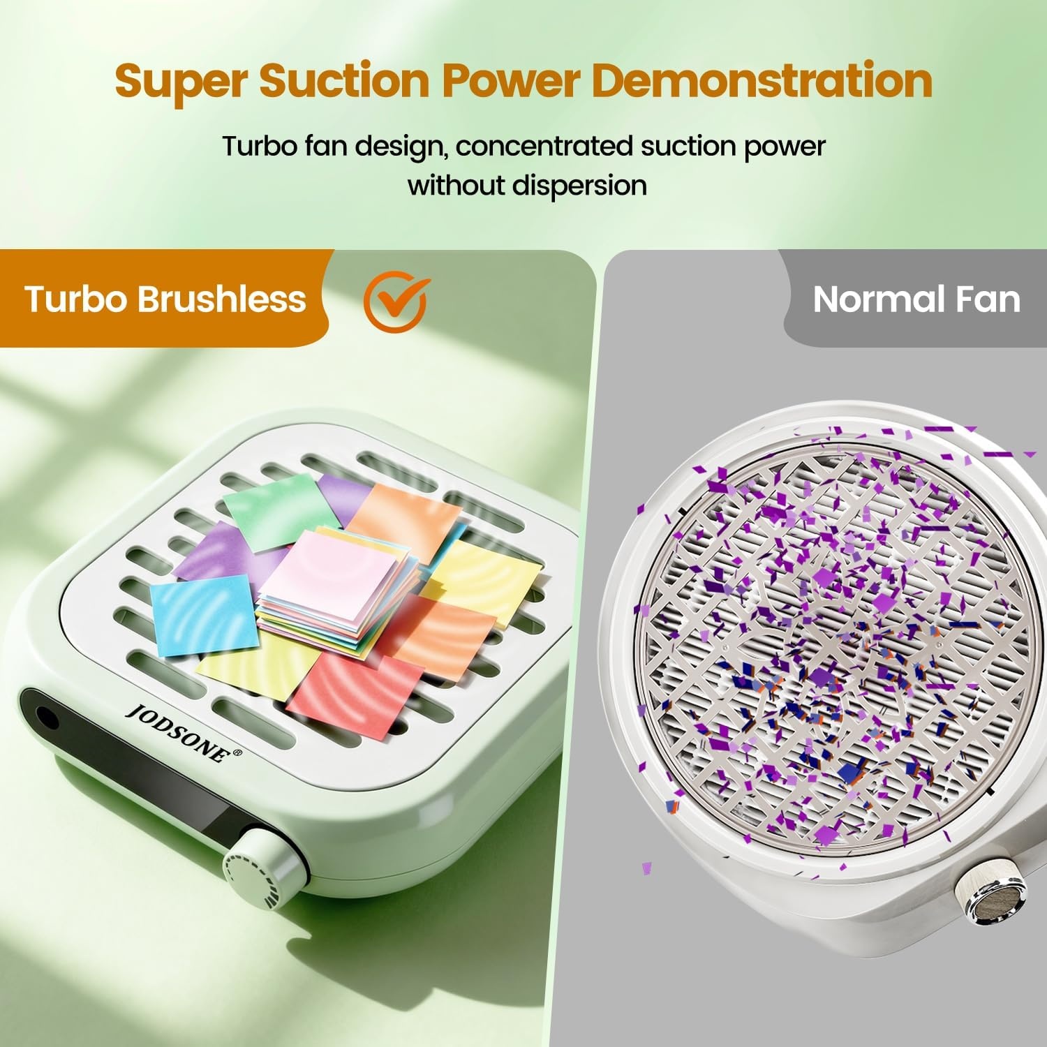 image:imageJODSONE 6000RPM Mini Nail Dust Collector PocketSized Powerful Suction Portable Nail Salon with 30 Filters GreenNdc05