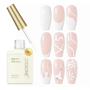 image:imageJODSONE White Nail Art Gel Liner 18ml UV Gel Polish Thin Brush  Classic White Color Nail Art Polish UVLED Cure Required BuiltIn Thin Brush for DIY Manicure At HomeLMK02