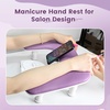 image:imageJODSONE UShaped Black Manicure Arm Rest for Nails Tech with Rotating 360BuiltIn Phone Holder and Adjustable Nail Arm Rest Detachable Manicure Hand Rest for Salon Design Includes Black Nail MatPurpleWithout Mat