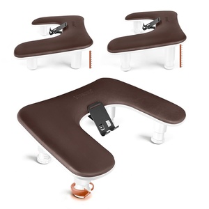 image:imageJODSONE UShaped Black Manicure Arm Rest for Nails Tech with Rotating 360BuiltIn Phone Holder and Adjustable Nail Arm Rest Detachable Manicure Hand Rest for Salon Design Includes Black Nail MatBrownWithout Mat